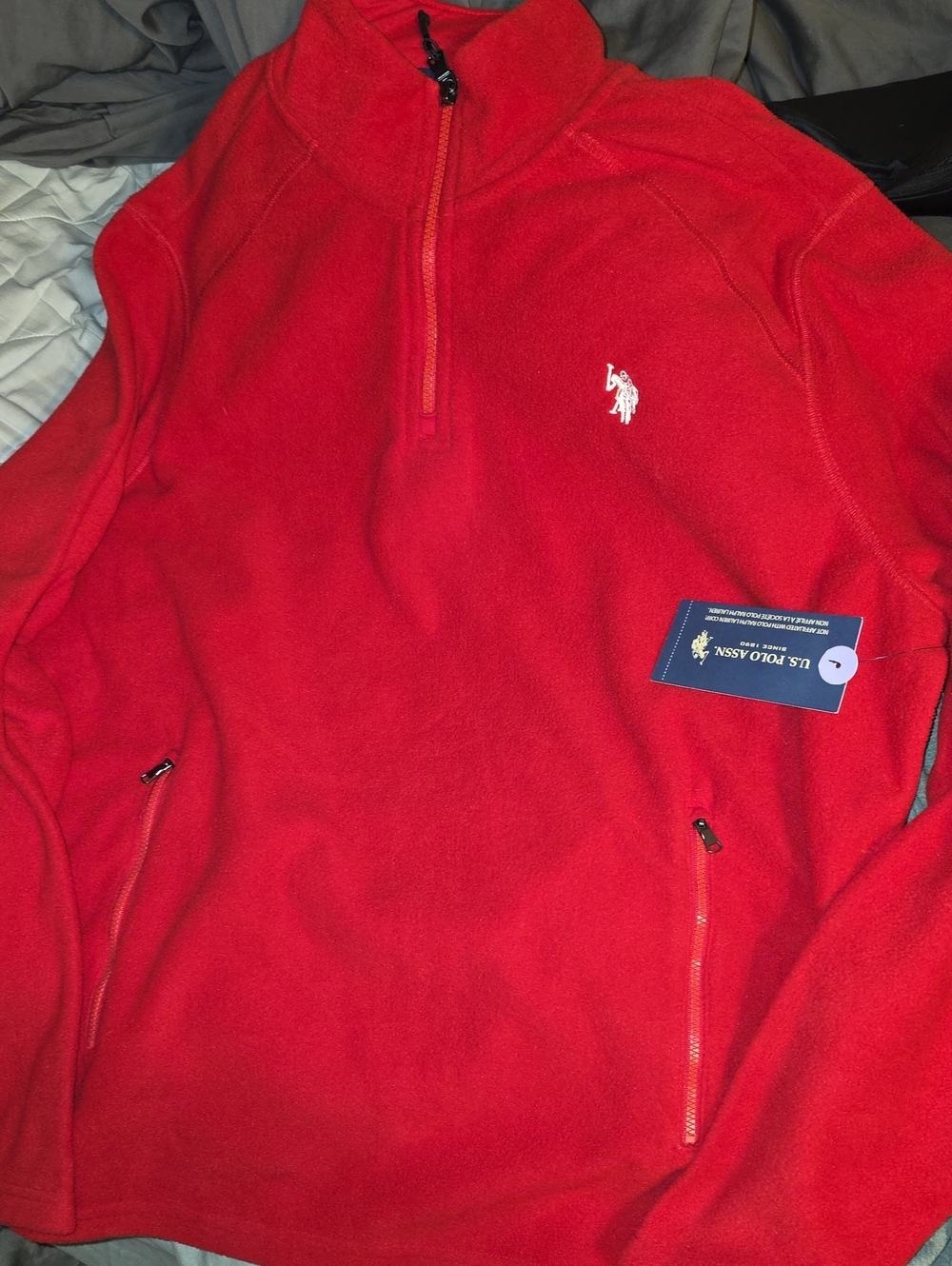 U.S. Polo Assn. Red comfy evening sweater. Fleece is like a big warm hug.